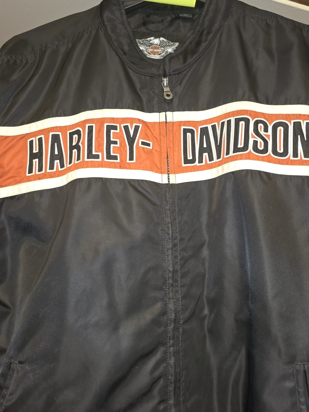 Harley-Davidson Generations Nylon Jacket Men's XL Black Orange Full Zip GUC